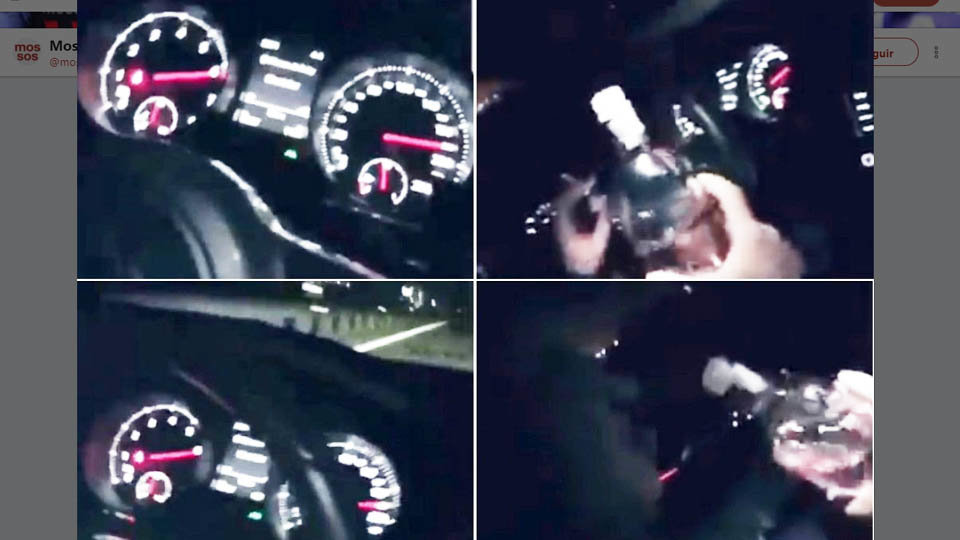 Imagenes del video del joven que conducía bebiendo ginebra TWITTER