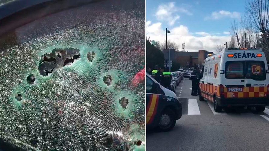 Imagen del coche en el que ha sido asesinadoa tiros un hombre en Pozuelo, en Madrid Fotos 112 COMUNIDAD MADRID