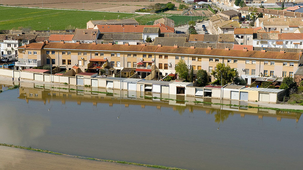 Vista áerea de las zonas inundadas por el Ebro en la Ribera (Buñuel) GOBIERNO DE NAVARRA