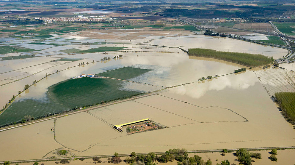 Vista áerea de las zonas inundadas por el Ebro en la Ribera (Cadreita) GOBIERNO DE NAVARRA