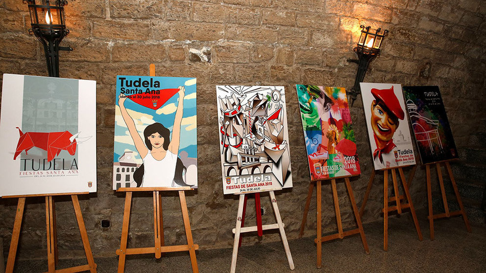 Los seis carteles finalistas del concurso para las fiestas de Santa Ana en Tudela JESÚS MARQUINA
