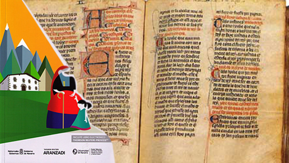 Imagen de la portada del libro De Engracia a Garazi junto a un manuscrito navarro recogiendo parte de la historia del Reyno de Navarra NAVARRACOM