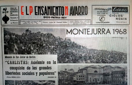 Primera plana del Pensamiento Navarro del 07 de mayo de 1968, secuestrado por la autoridad franquista..