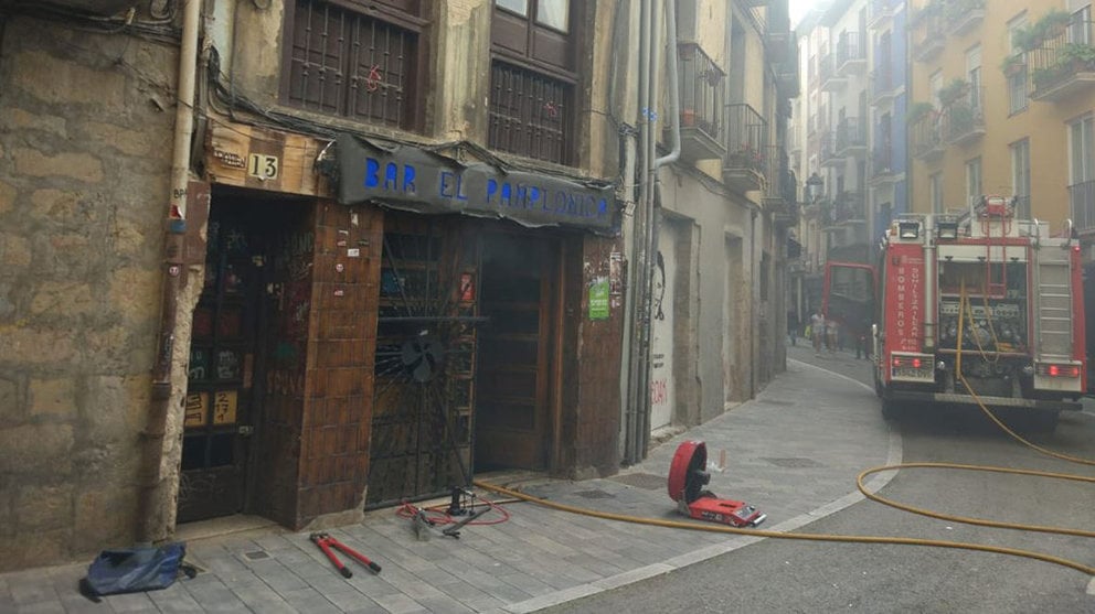 Incendio del bar Pamplonica en Pamplona BOMBEROS DE NAVARRA