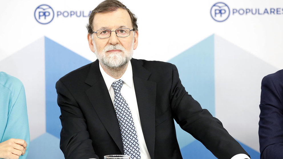 Mariano Rajoy durante el Comité Ejecutivo Nacional del PP en el que ha anunciado que abandonará la presidencia del partido EL ESPAÑOL GTRES