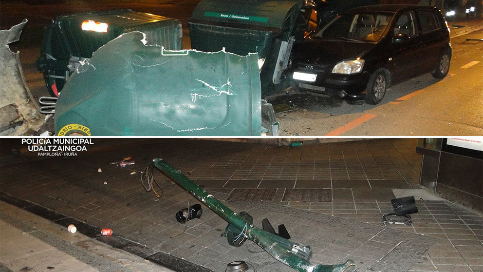 Dos de los choques ocurridos en las últimas horas en Pamplona POLICÍA MUNICIPAL PAMPLONA