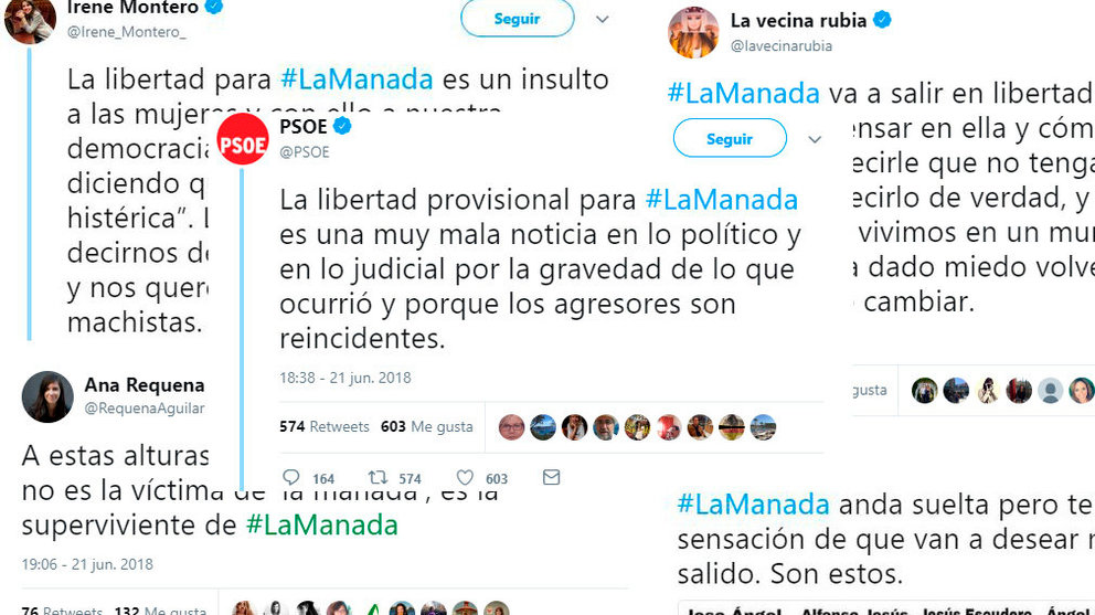 Reacciones en Twitter a raíz de la puesta en libertad de &#39;La Manada&#39;. NAVARRA.COM