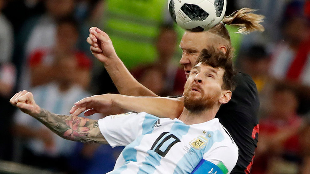 Leo Messi en una jugada del partido Argentina - Croacia del Mundial 2018. EFE/EPA/FRANCK ROBICHON EDITORIAL USE ONLY