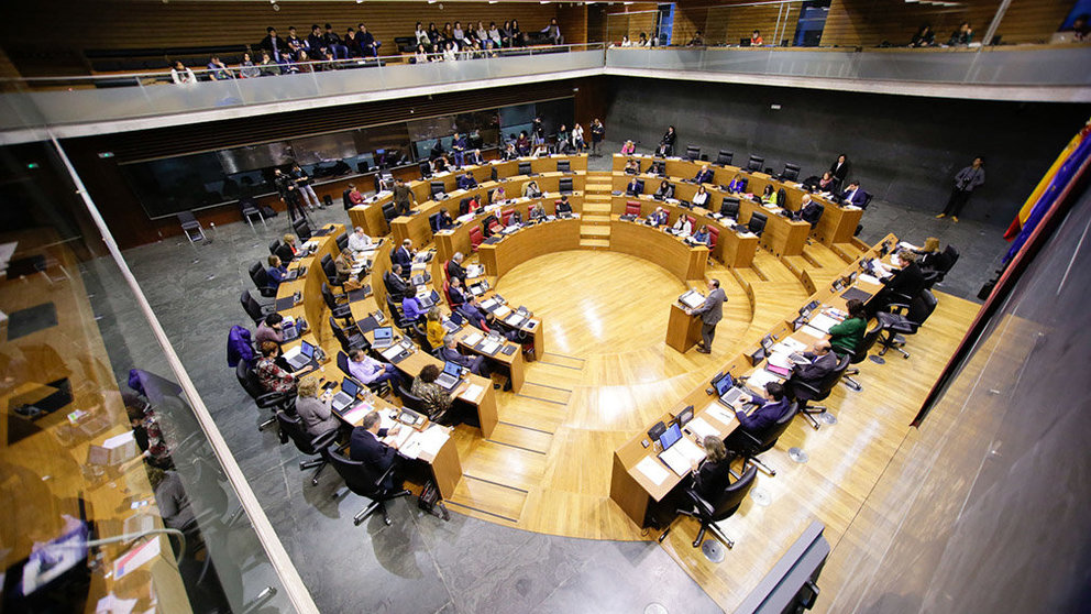 Imagen de la celebración de un Pleno del Parlamento de Navarra Foto PARLAMENTO FORAL