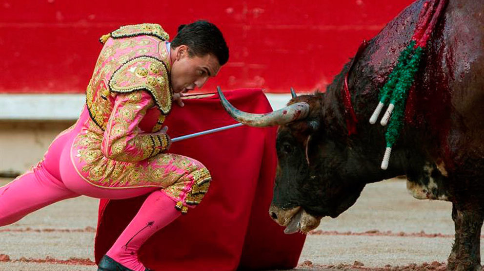 Tercera corrida de San Fermín con toros de Cebada Gago para Octavio Chacón, Luis Bolívar y Juan del Álamo. EFE -RODRIGO JIMÉNEZ