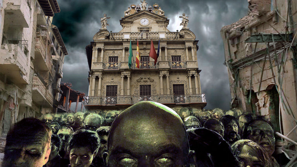 Fotomontaje de invasión zombie en Pamplona