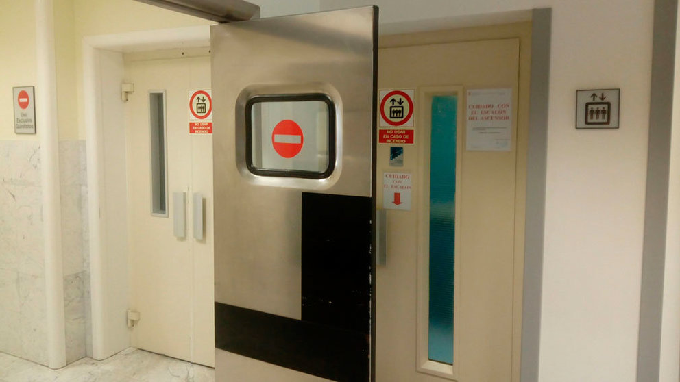 Los ascensores del hospital García Orcoyen que van a renovarse. GOBIERNO DE NAVARRA