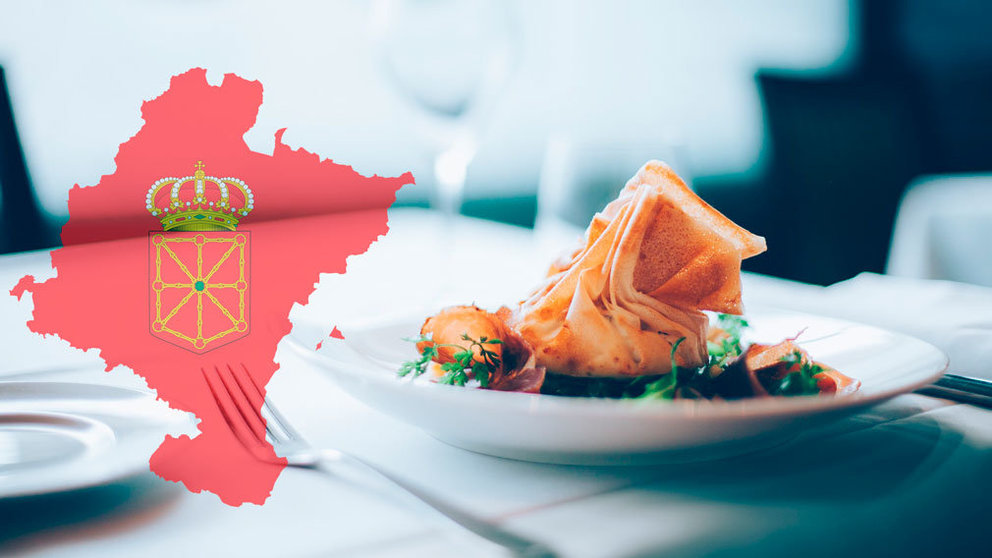 Imagen de un restaurante con el mapa y el escudo de Navarra. ARCHIVO