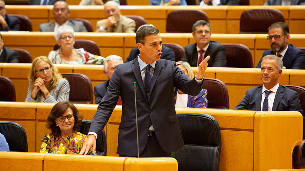 Pedro Sánchez en la sesión de control al Gobierno en el Senado