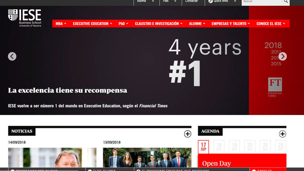 Web del IESE de la Universidad de Navarra.