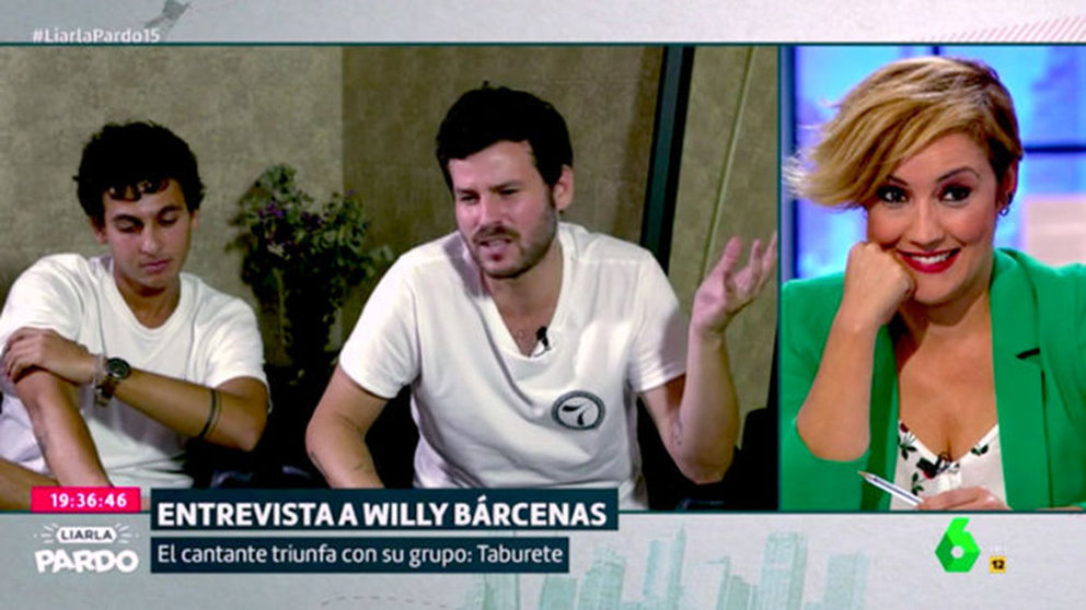 La periodista pamplonesa Cristina Pardo entrevista al hijo de Luis Bárcenas y vocalista del grupo musical Taburete, Willy Bárcenas ATRESMEDIA