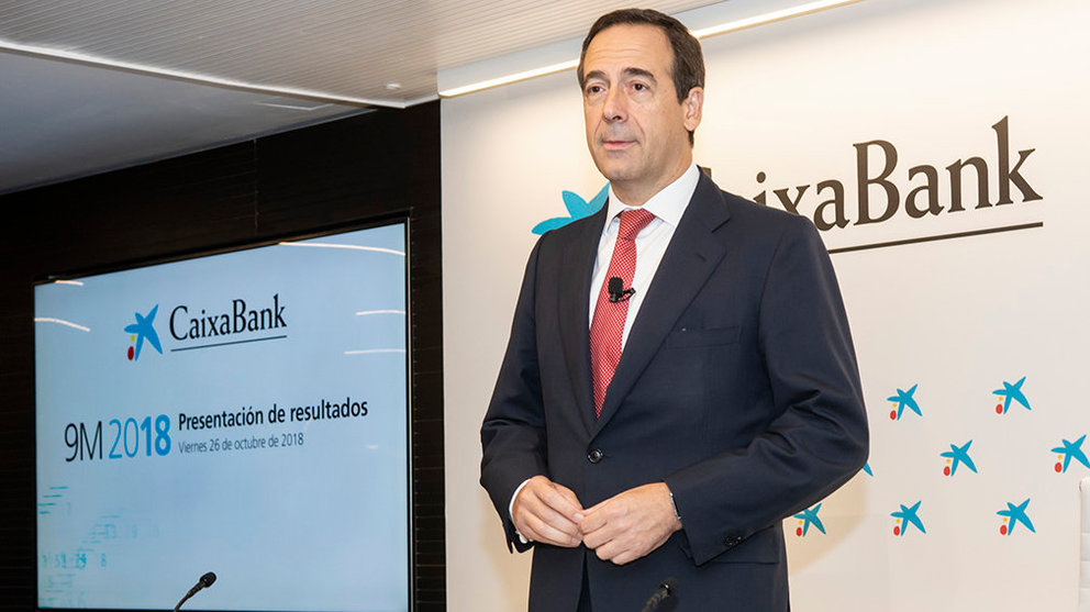 Gonzalo Gortázar, consejero delegado de CaixaBank, durante la presentación de resultados del tercer trimestre. CAIXABANK