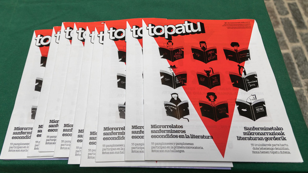 Presentación del fanzine 'Topatu, Microrrelatos sanfermineros escondidos en la literatura' (01). IÑIGO ALZUGARAY