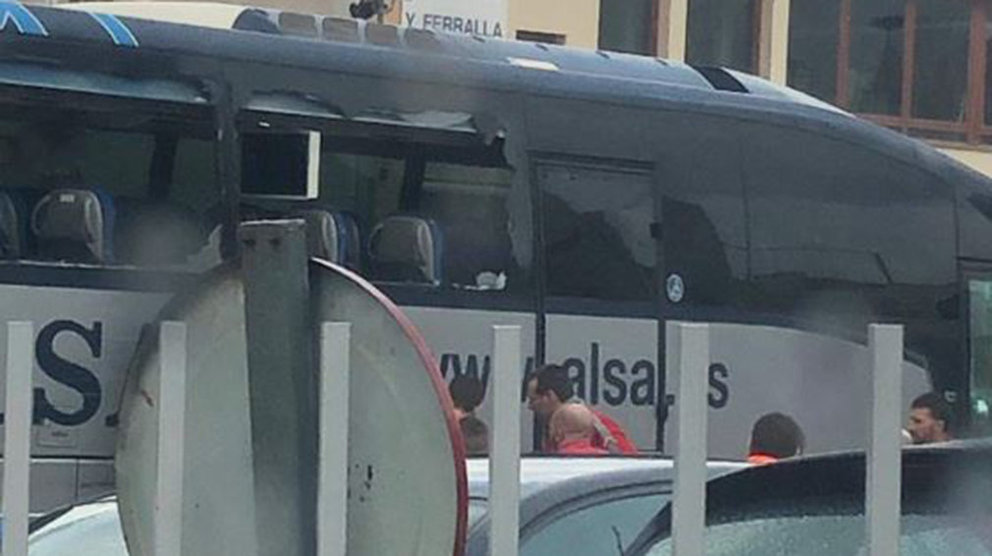 Autobús tiroteado en Tafalla