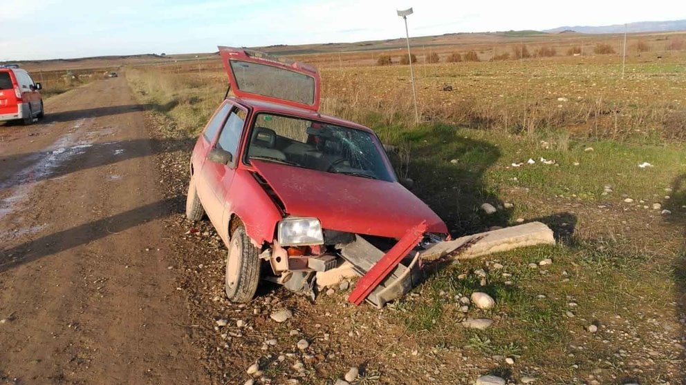 Imagen del vehículo accidentado en Caparroso EUROPA PRESS