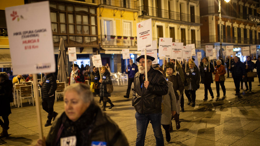 Manifestación y concentración en el Ayuntamiento de Pamplona a favor de los presos de ETA. MIGUEL OSÉS