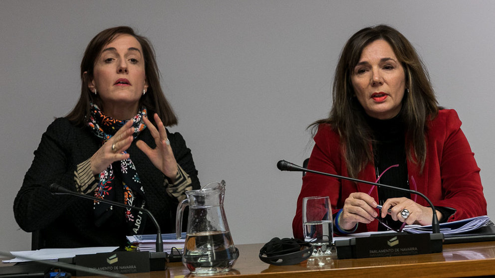 María Victoria Iriarte y María Eugenia Lecumberri comparecen en la Comisión de Investigación sobre las actuaciones desarrolladas por la empresa pública Sodena (16). IÑIGO ALZUGARAY