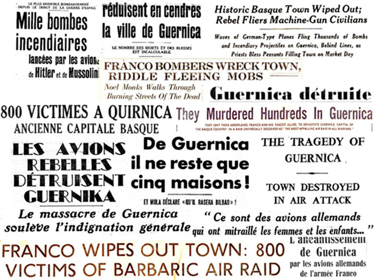 Titulares de prensa extranjera que trataron la destrucción de Guernica..