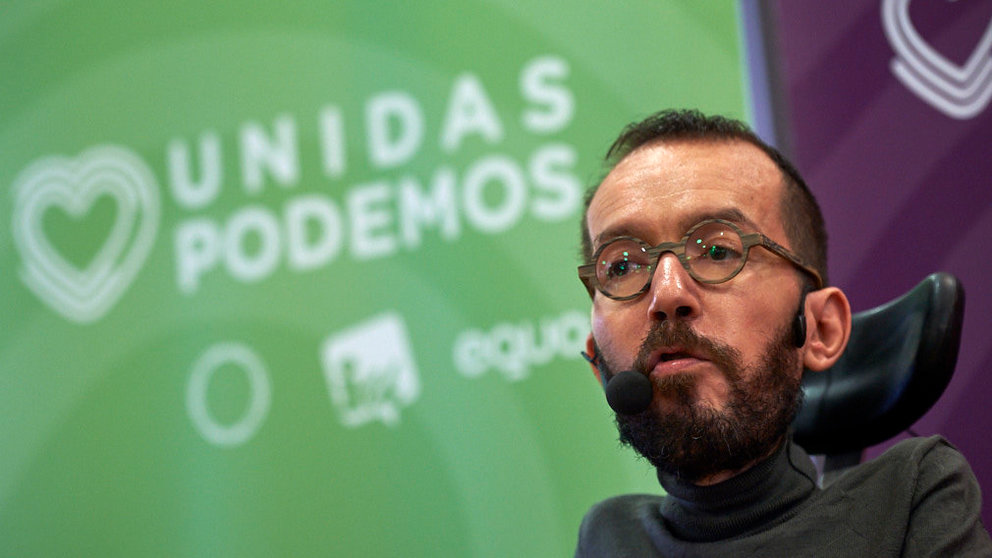 Acto de campaña de Unidas Podemos en Burlada con Pablo Echenique y Juan Carlos Monedero. MIGUEL OSÉS (5)