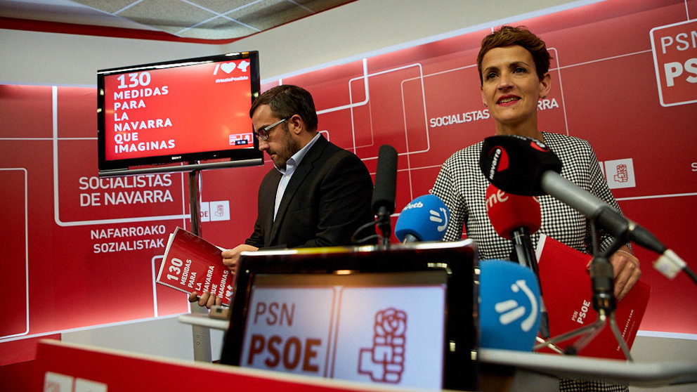 La candidata del PSN a la Presidencia del Gobierno de Navarra, Maria Chivite, presenta el programa electoral (11). IÑIGO ALZUGARAY