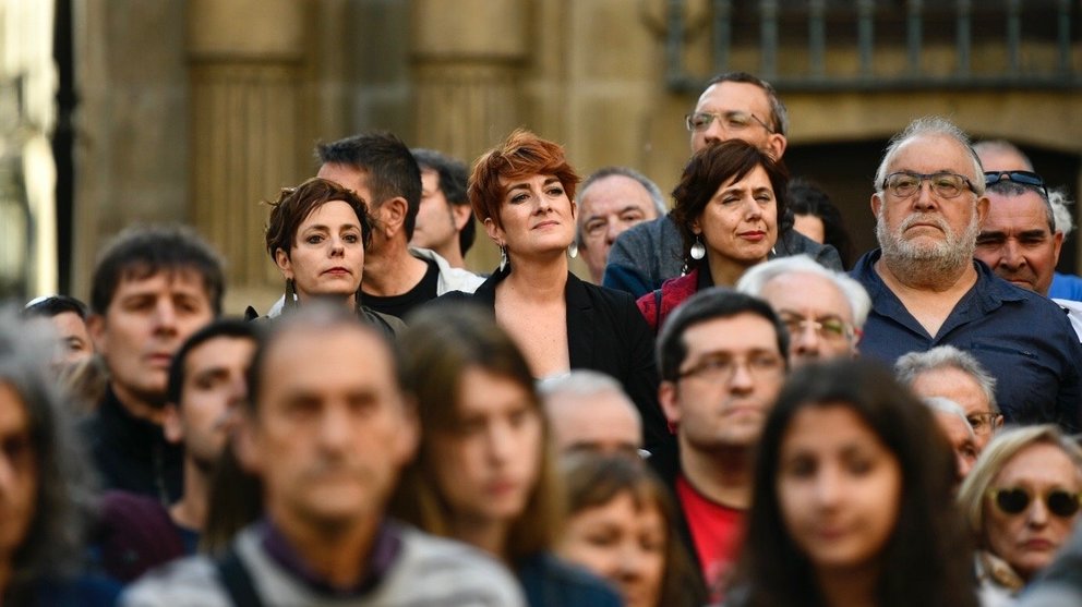 Concentración organizada por EH Bildu para mostrar su rechazo a la alcaldía de Navarra Suma en Pamplona PABLO LASAOSA