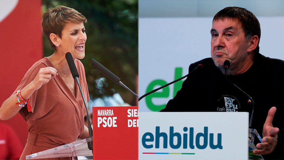 La líder del PSN, María Chivite, y el coordinador general de EH Bildu, Arnaldo Otegi. MIGUEL OSÉS EFE JAVIER ETXEXARRETA