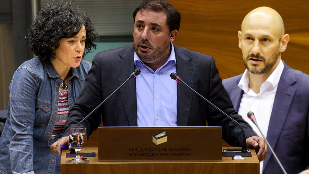 Los candidatos a la presidencia del Parlamento de Navarra; Inma Jurío (PSN), Unai Hualde (Geroa Bai), e Iñaki Iriarte (NA+). NAVARRA.COM