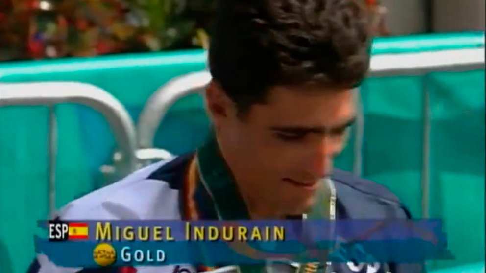 Miguel Indurain medalla de oro durante los juegos olimpicos de atlanta 1996