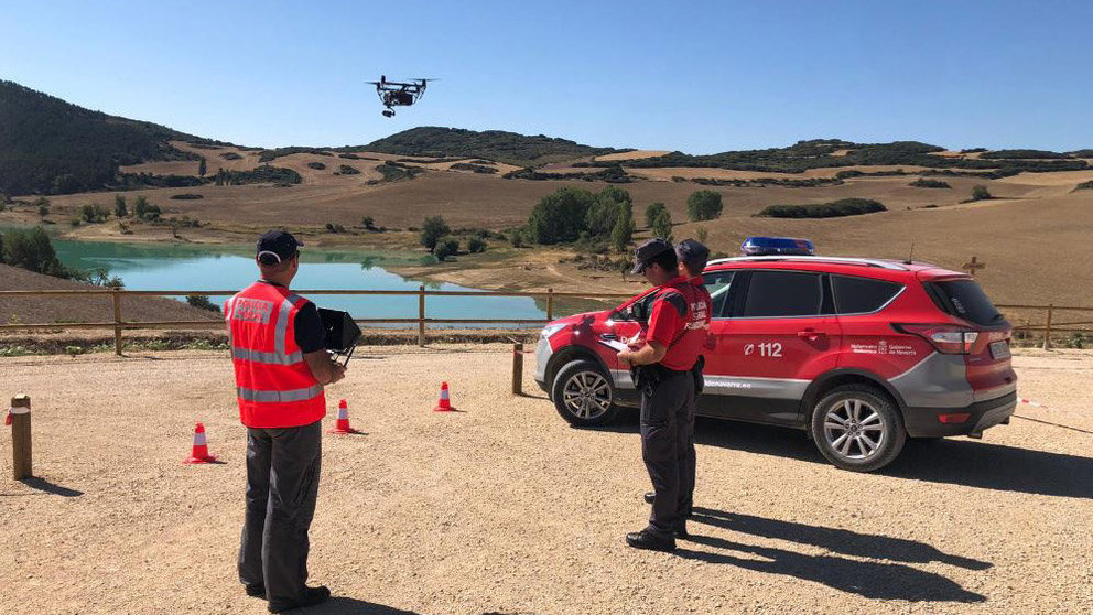Operativo de vigilancia del embalse de Alloz con drones POLICÍA FORAL