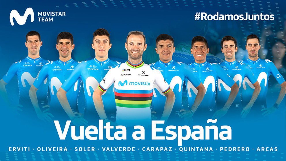 Corredores del equipo Movistar team para la Vuelta a España 2019. Cedida.