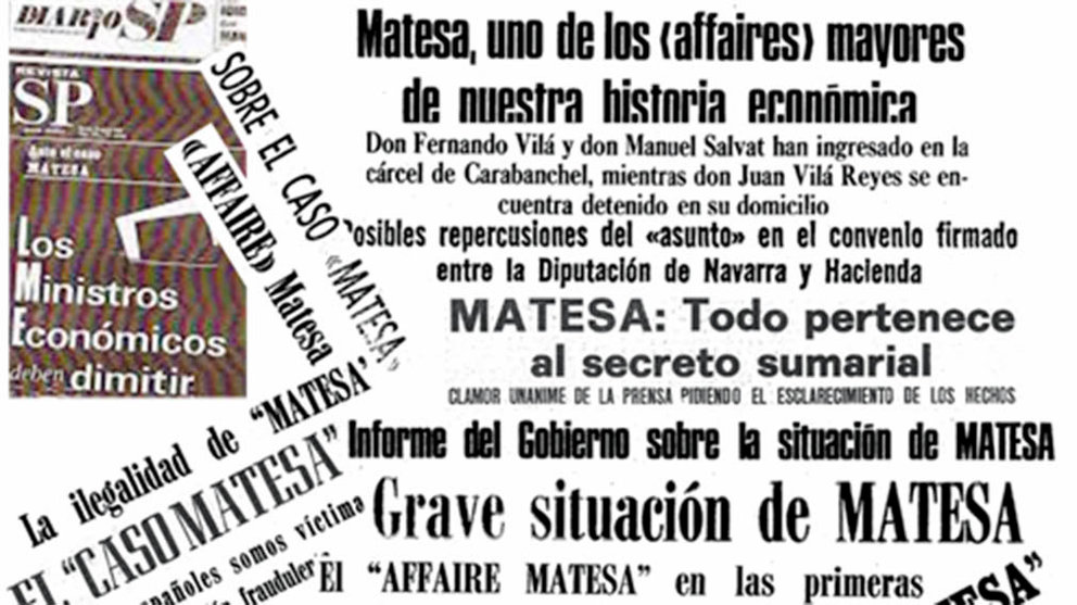 Titulares de prensa de agosto de 1969 cuando estalló el caso Matesa.