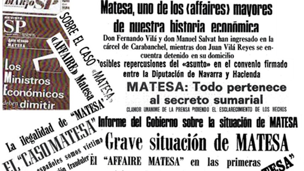 Titulares de prensa de agosto de 1969 cuando estalló el caso Matesa. 