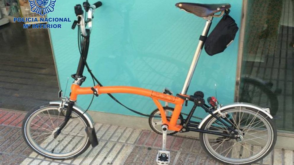 La bici plegable, valorada en 2.000 euros, que fue robada en Tudela. POLICÍA NACIONAL