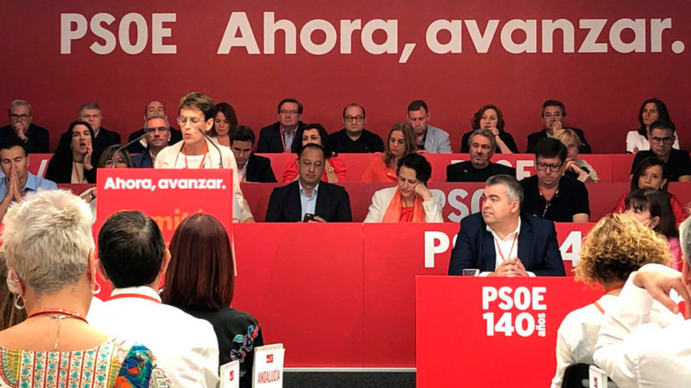 La presidenta de Navarra, María Chivite, en el comité federal del PSOE en Madrid. CEDIDA