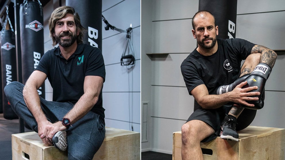 Miguel Ibáñez y Santi Fernández, dueños del gimnasio Gloves FIt& Box que ha abierto en la calle San Fermín en Pamplona CEDIDA