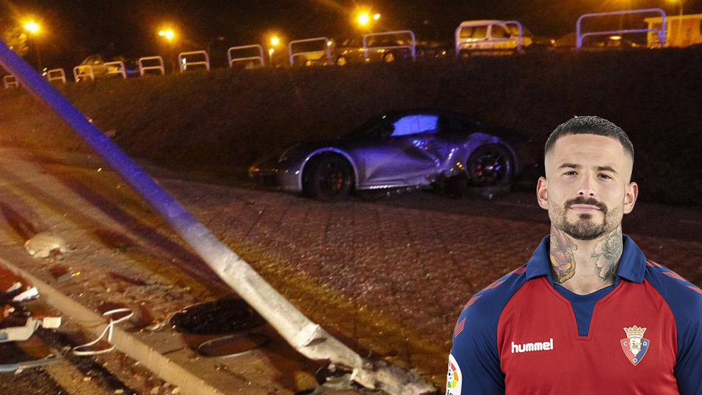 El jugador de Osasuna, Rubén García, se ha accidentado con su coche esta pasada noche en Pamplona. CEDIDA