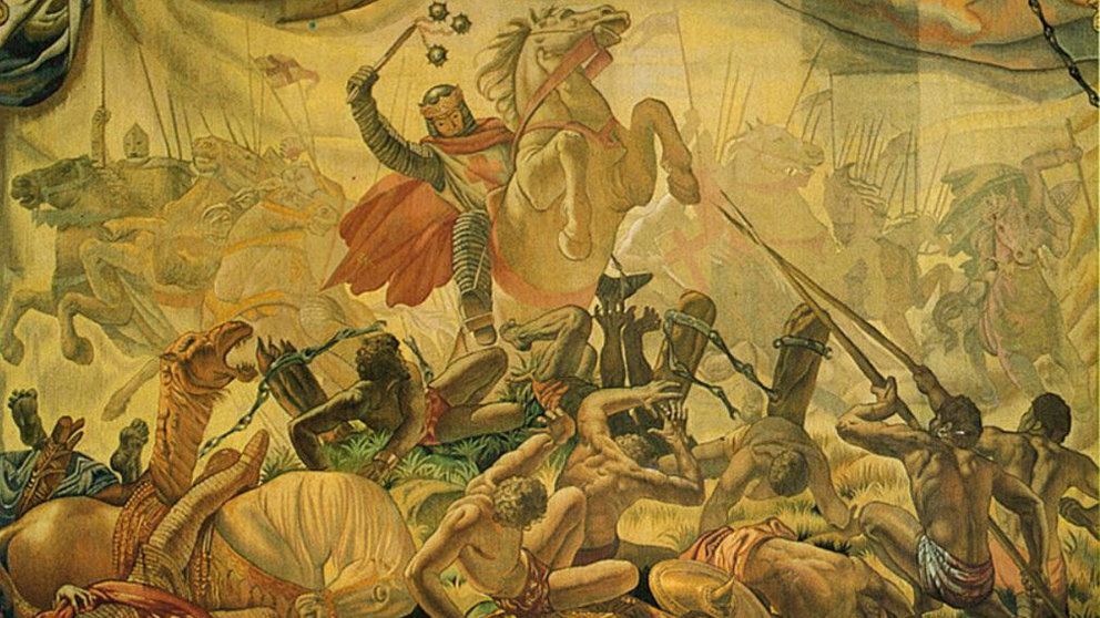 Tapiz que representa al rey Sancho VII El Fuerte durante la batalla de las Navas de Tolosa ARCHIVO
