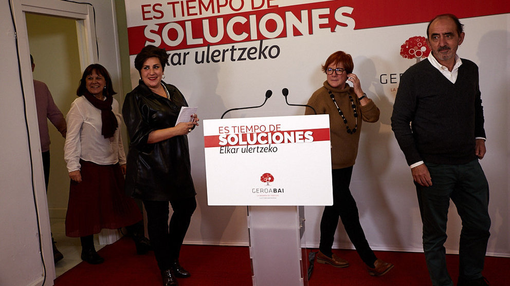 María Solana hace balance de los resultados electorales de Geroa Bai en las elecciones del 10-N. IÑIGO ALZUGARAY