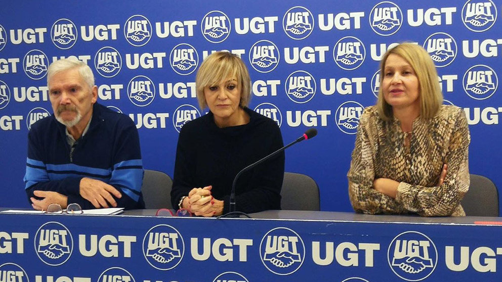 Rueda de prensa del sindicato UGT en Pamplona. EUROPA PRESS