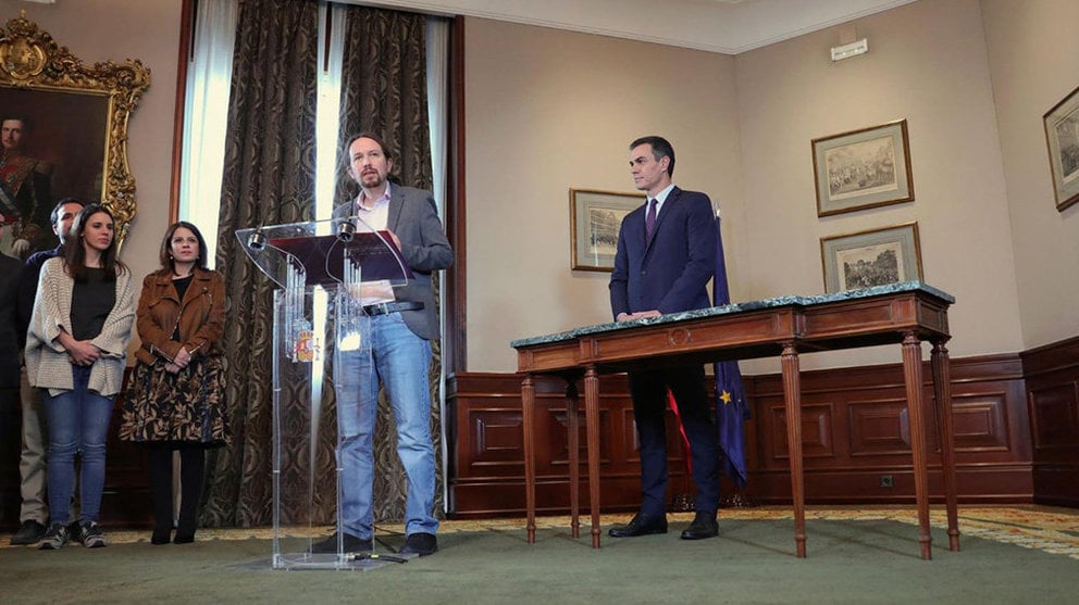 Intervención del líder de Unidas Podemos, Pablo Iglesias, ante el presidente del Gobierno, Pedro Sánchez EUROPA PRESS