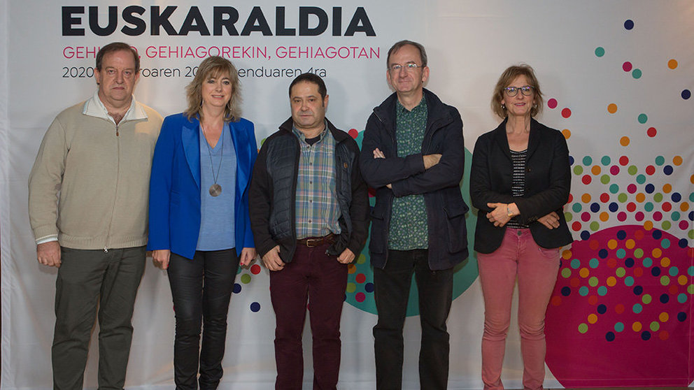 Mikel Arregi, Ana Ollo, Oskar Zapata, Kike Amonárriz y Jasone Mendizábal, en la presentación de Euskaraldia GOBIERNO DE NAVARRA