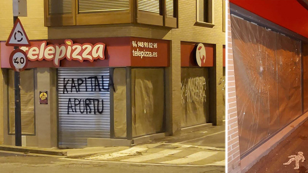Las pintadas y cristaleras rotas del restaurante que han atacado en Tafalla antes de abrir CEDIDAS