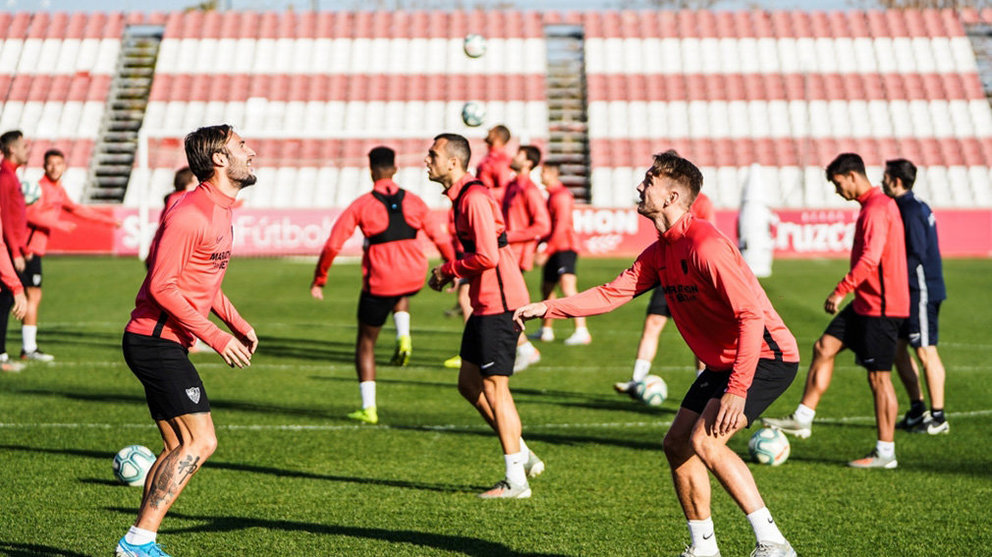 Entrenamiento de los jugadores del equipo que dirige Julen Lopetegui. @SevillaFC.
