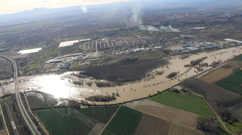 Imagen aérea de las inundaciones en Castejón GOBIERNO DE NAVARRA