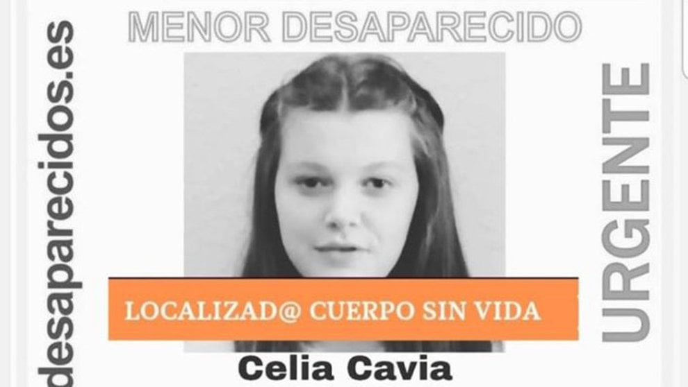 Cartel de búsqueda de la menor Celia Cavia ARCHIVO